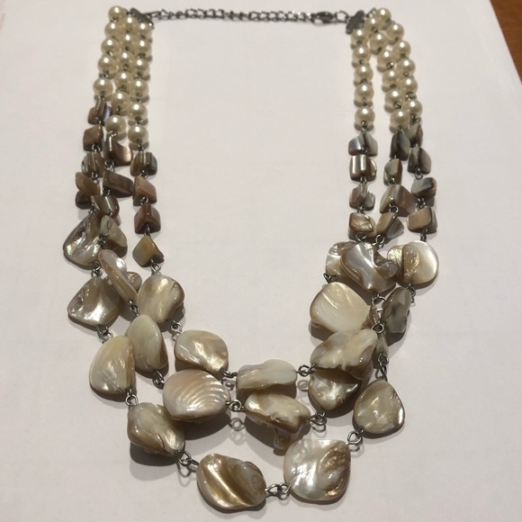 Triple Chain Pearl Costume Necklace - Picture 3 of 5